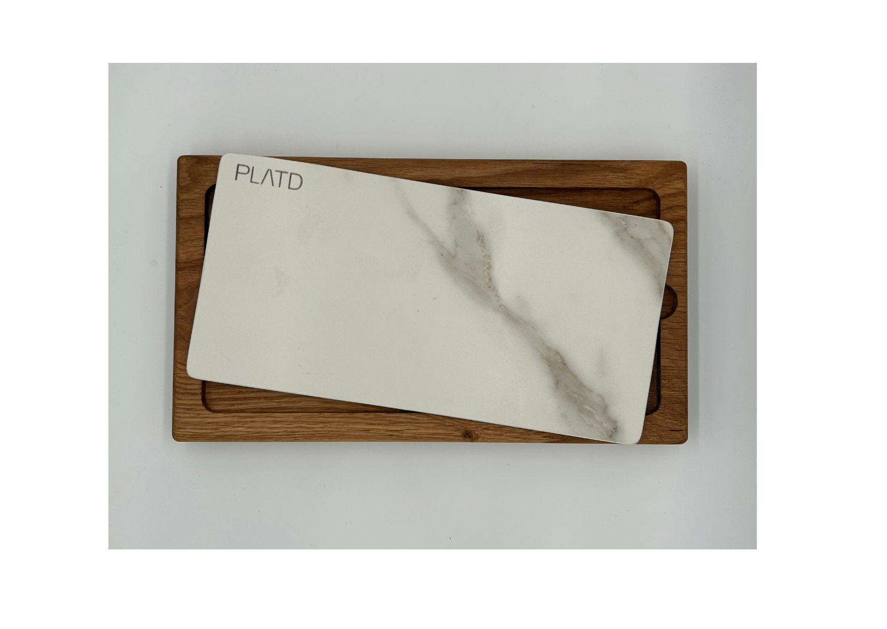 Dúo PLATD rectangular - Tabla de Roble + piedra