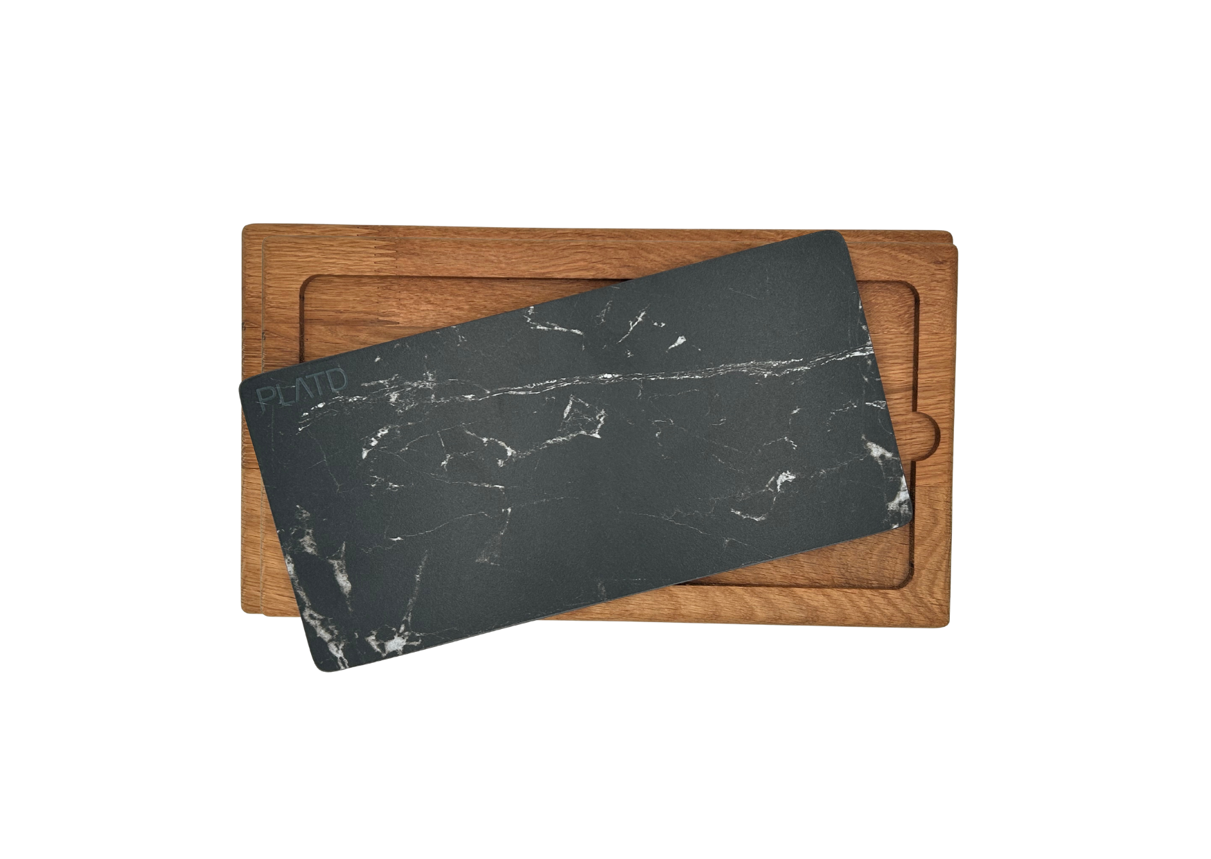 Dúo PLATD rectangular - Tabla de Roble + piedra