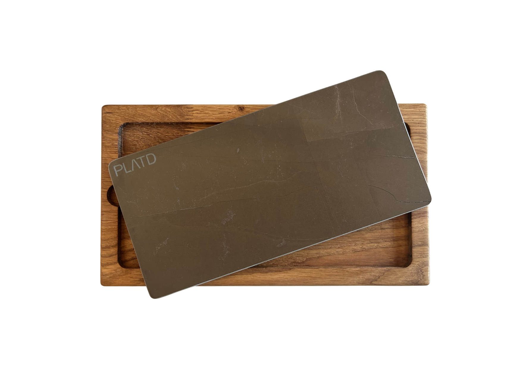 Dúo PLATD rectangular - Tabla de Roble + piedra
