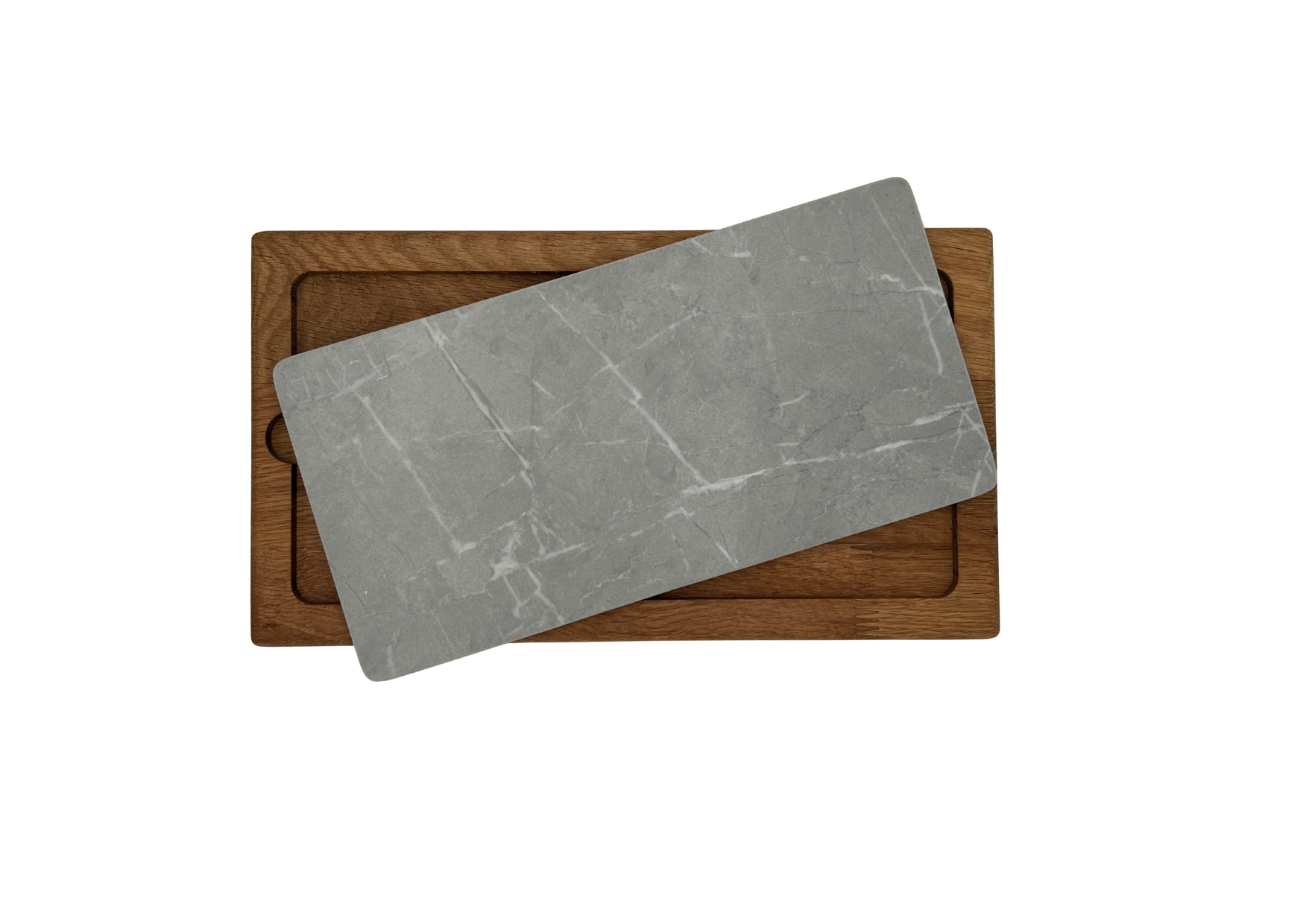 Dúo PLATD rectangular - Tabla de Roble + piedra