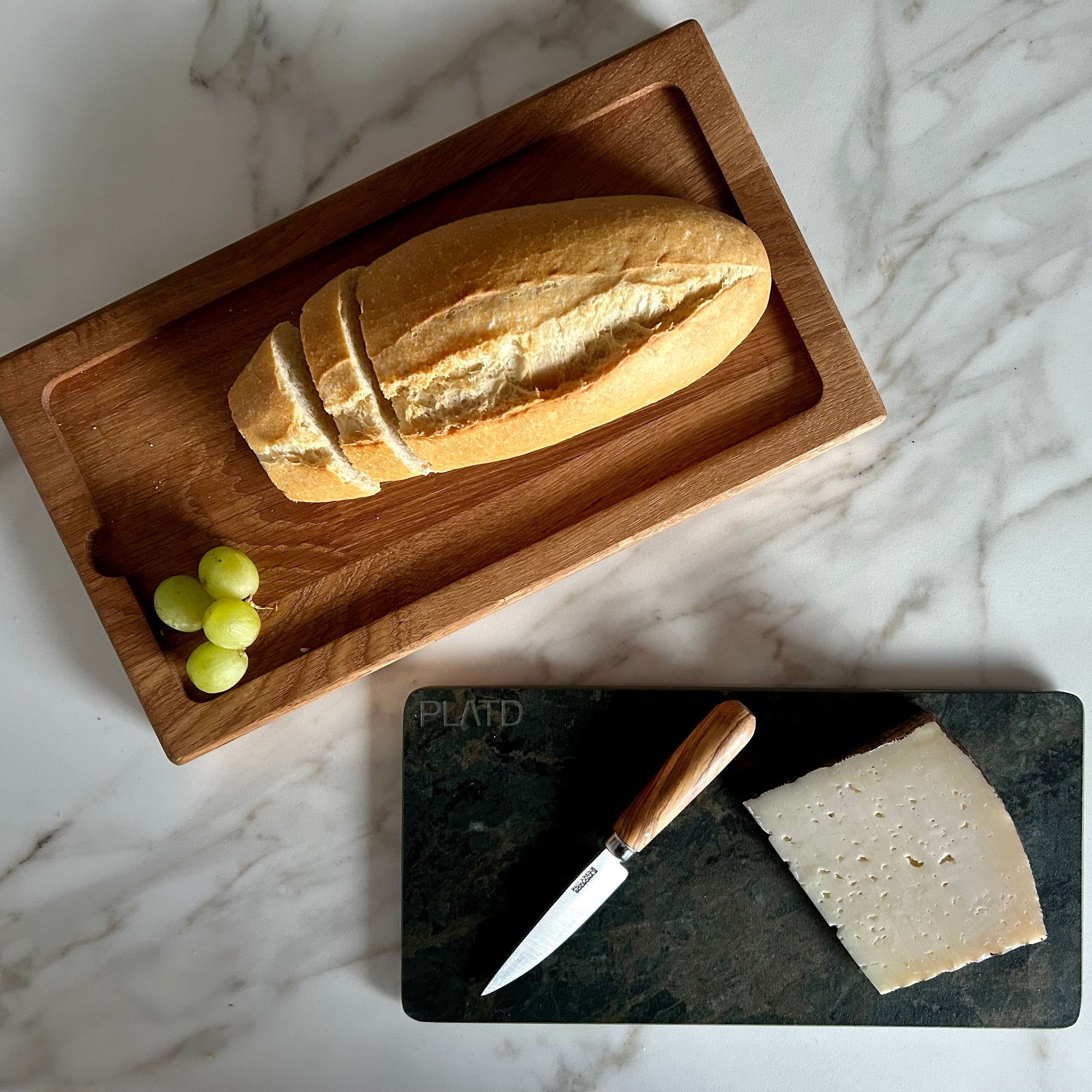 Dúo PLATD rectangular - Tabla de Roble + piedra