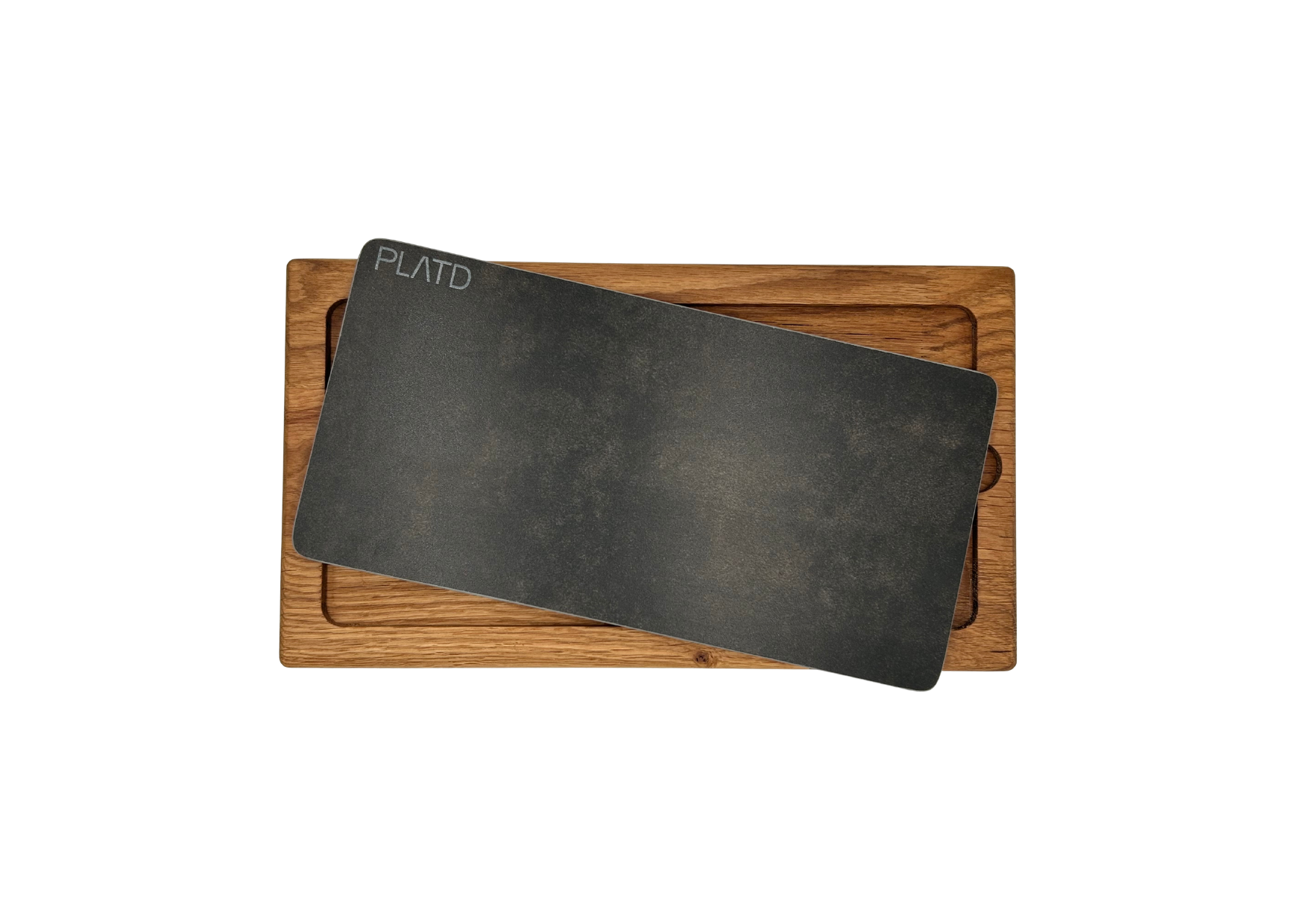 Dúo PLATD rectangular - Tabla de Roble + piedra