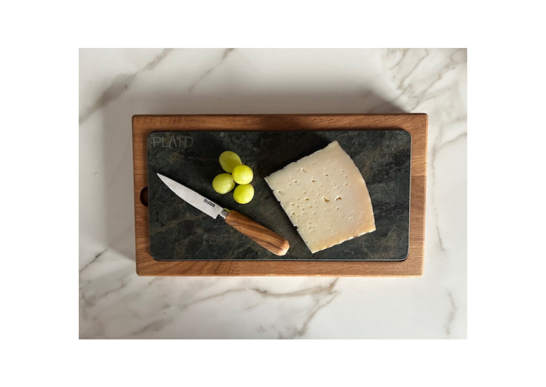 Dúo PLATD rectangular - Tabla de Roble + piedra