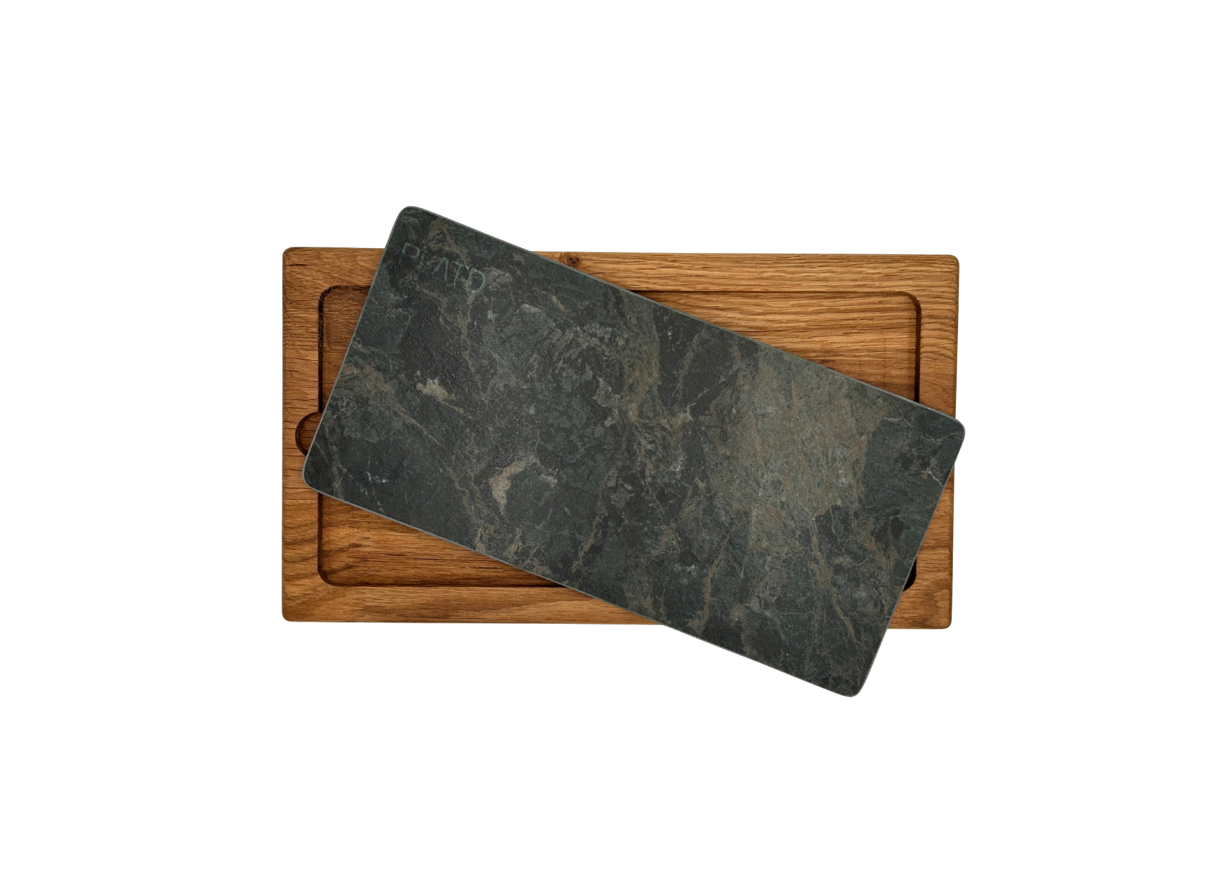 Dúo PLATD rectangular - Tabla de Roble + piedra