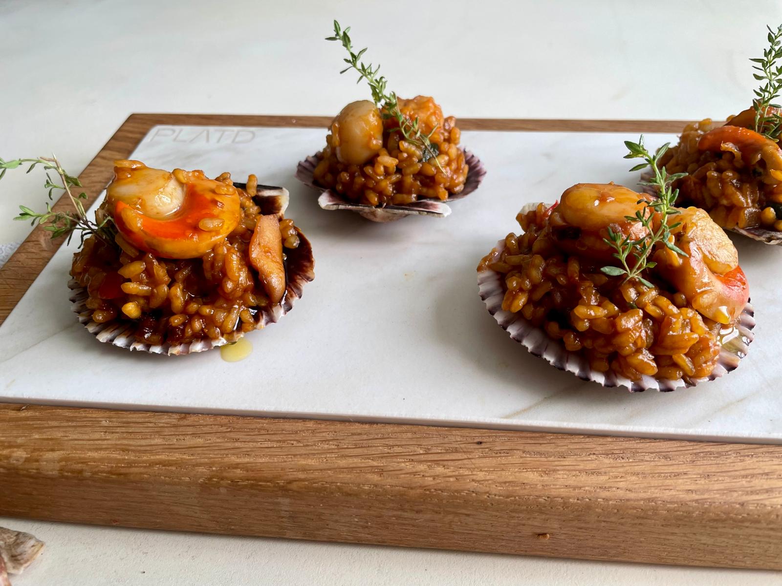 Dúo PLATD rectangular - Tabla de Roble + piedra