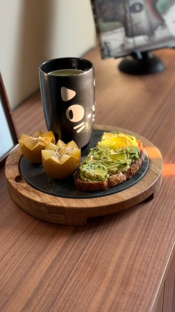 Dúo PLATD redondo mini - Tabla de Roble + piedra