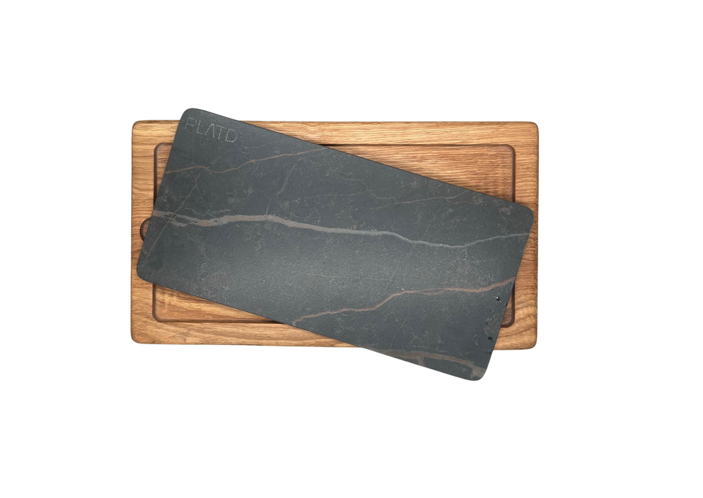 Dúo PLATD rectangular - Tabla de Roble + piedra