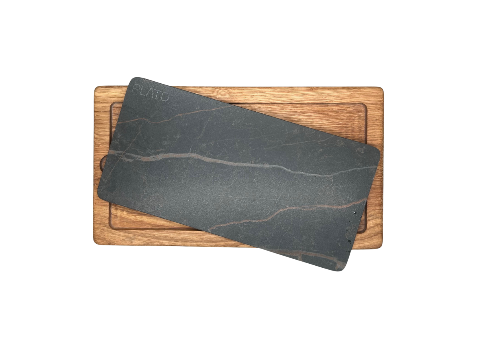 Dúo PLATD rectangular - Tabla de Roble + piedra