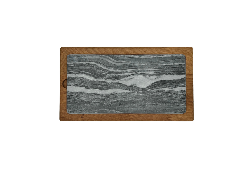 Dúo PLATD rectangular - Tabla de Roble + piedra