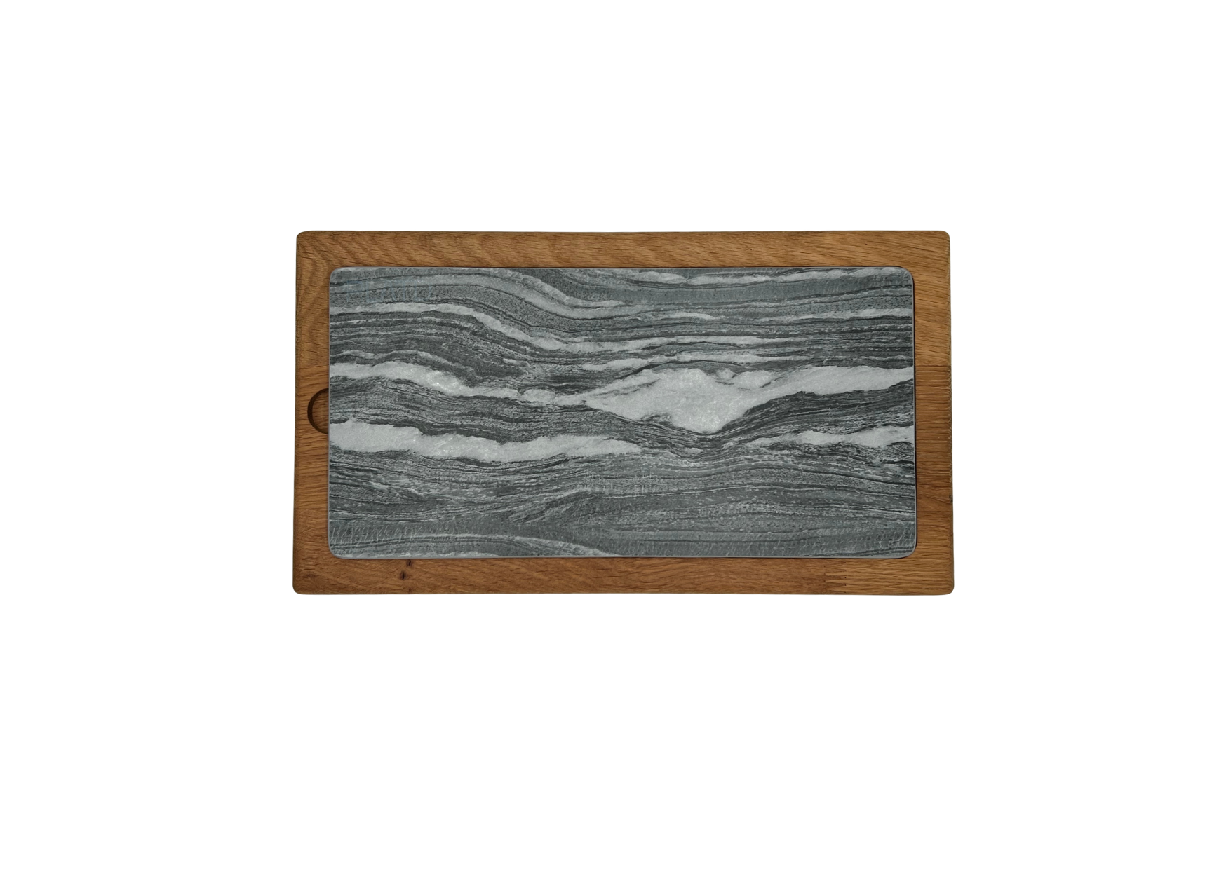 Dúo PLATD rectangular - Tabla de Roble + piedra