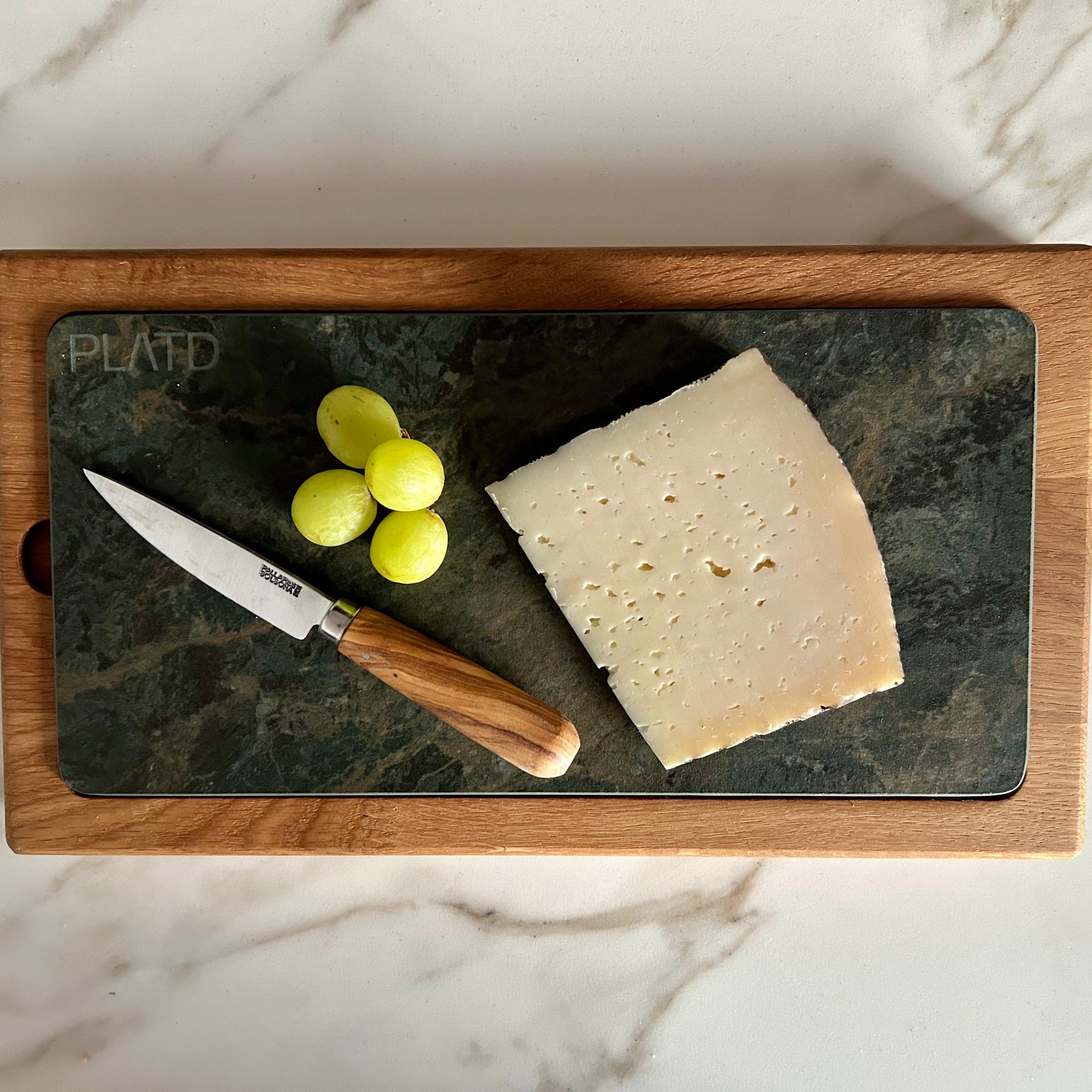 Dúo PLATD rectangular - Tabla de Roble + piedra