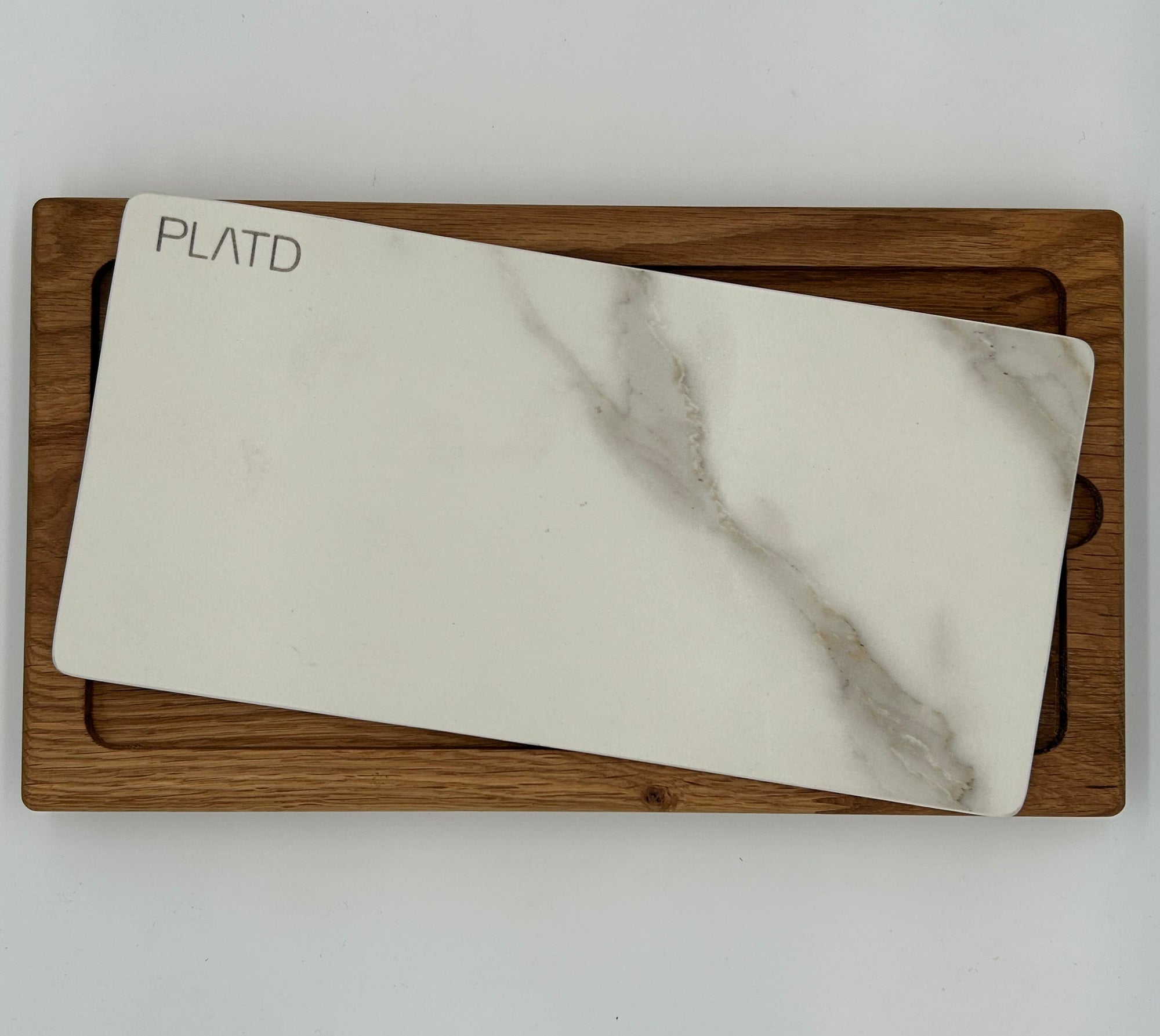 Dúo PLATD rectangular - Tabla de Roble + piedra