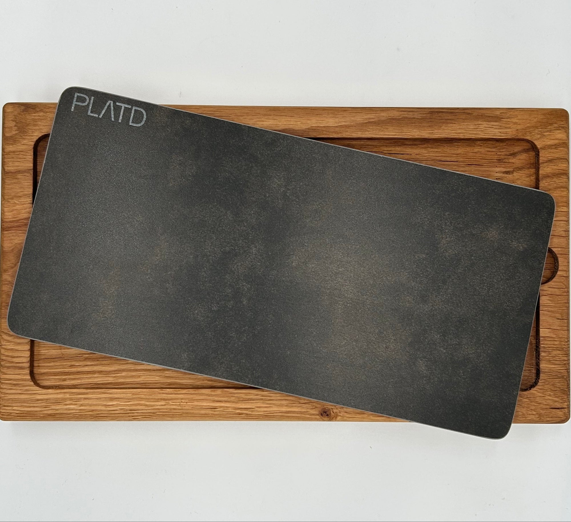 Dúo PLATD rectangular - Tabla de Roble + piedra