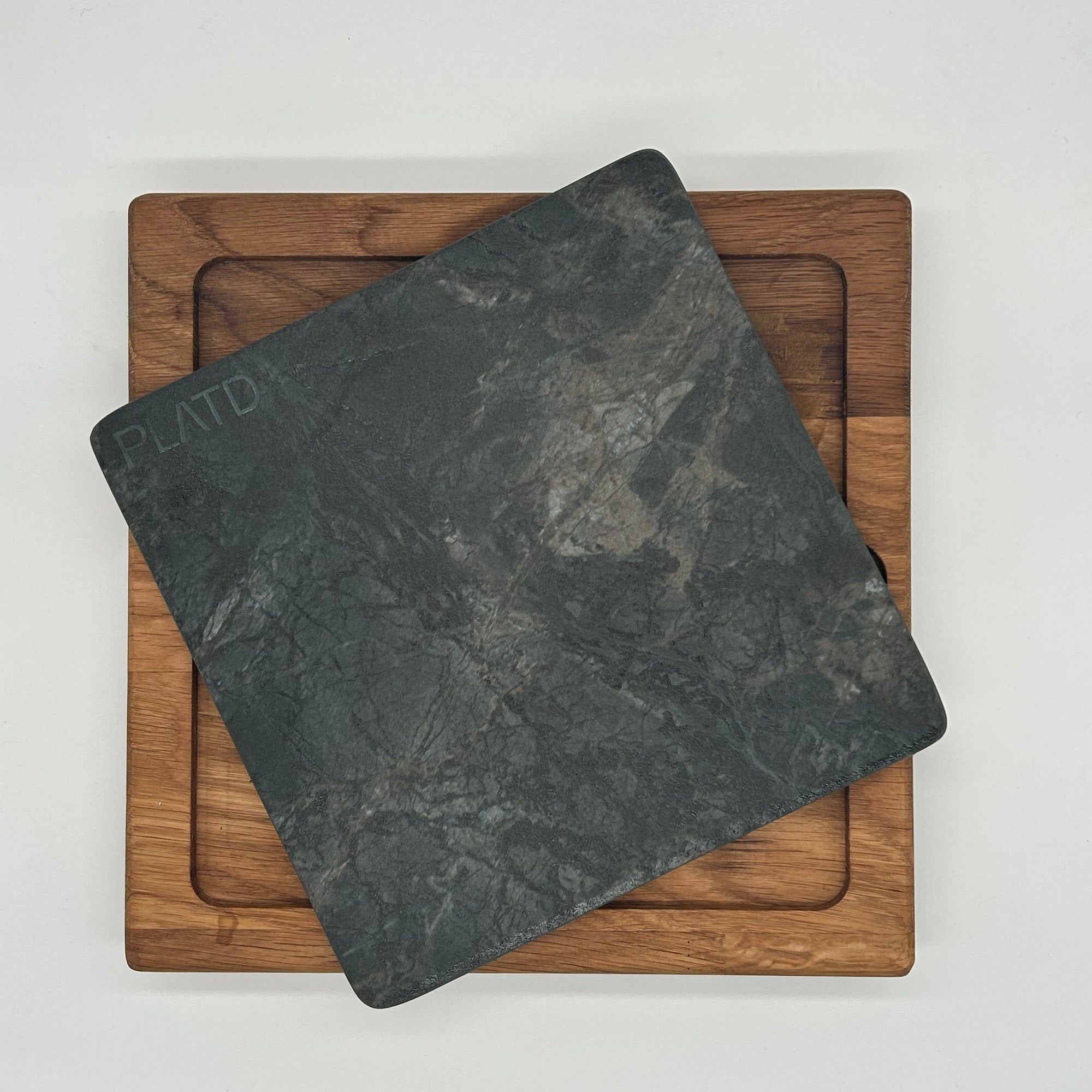 Dúo PLATD cuadrado- Tabla de Roble + piedra