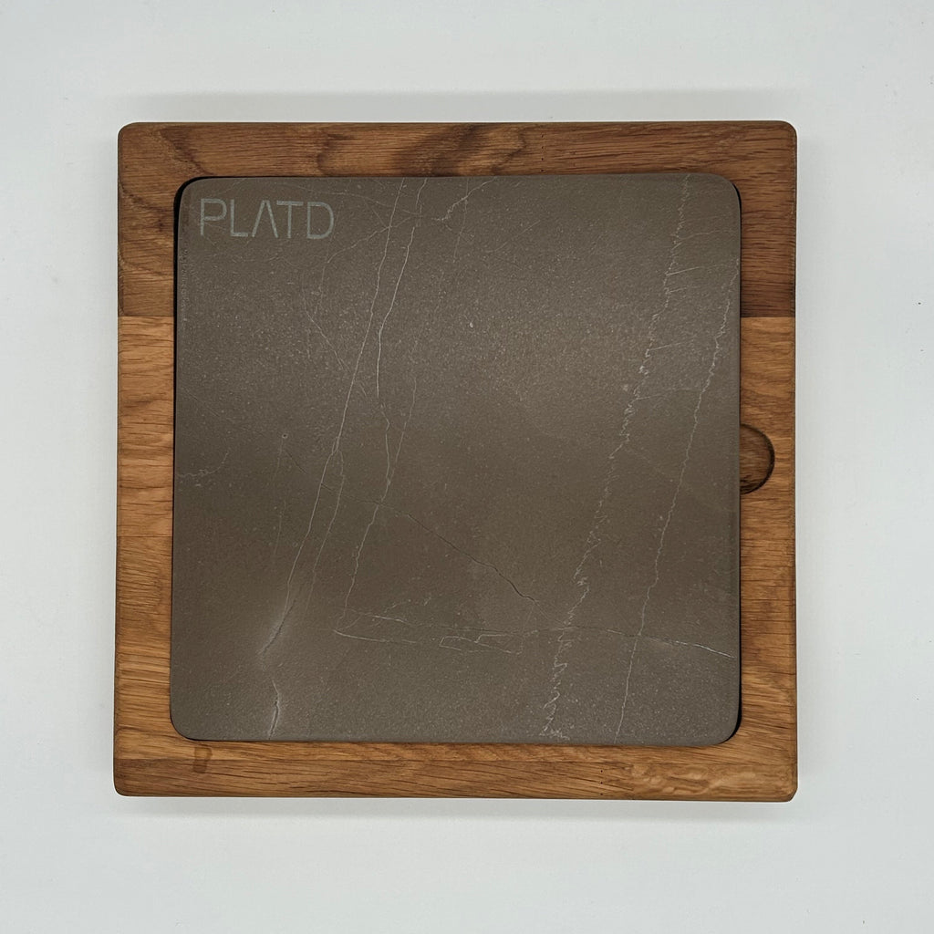 Dúo PLATD cuadrado- Tabla de Roble + piedra