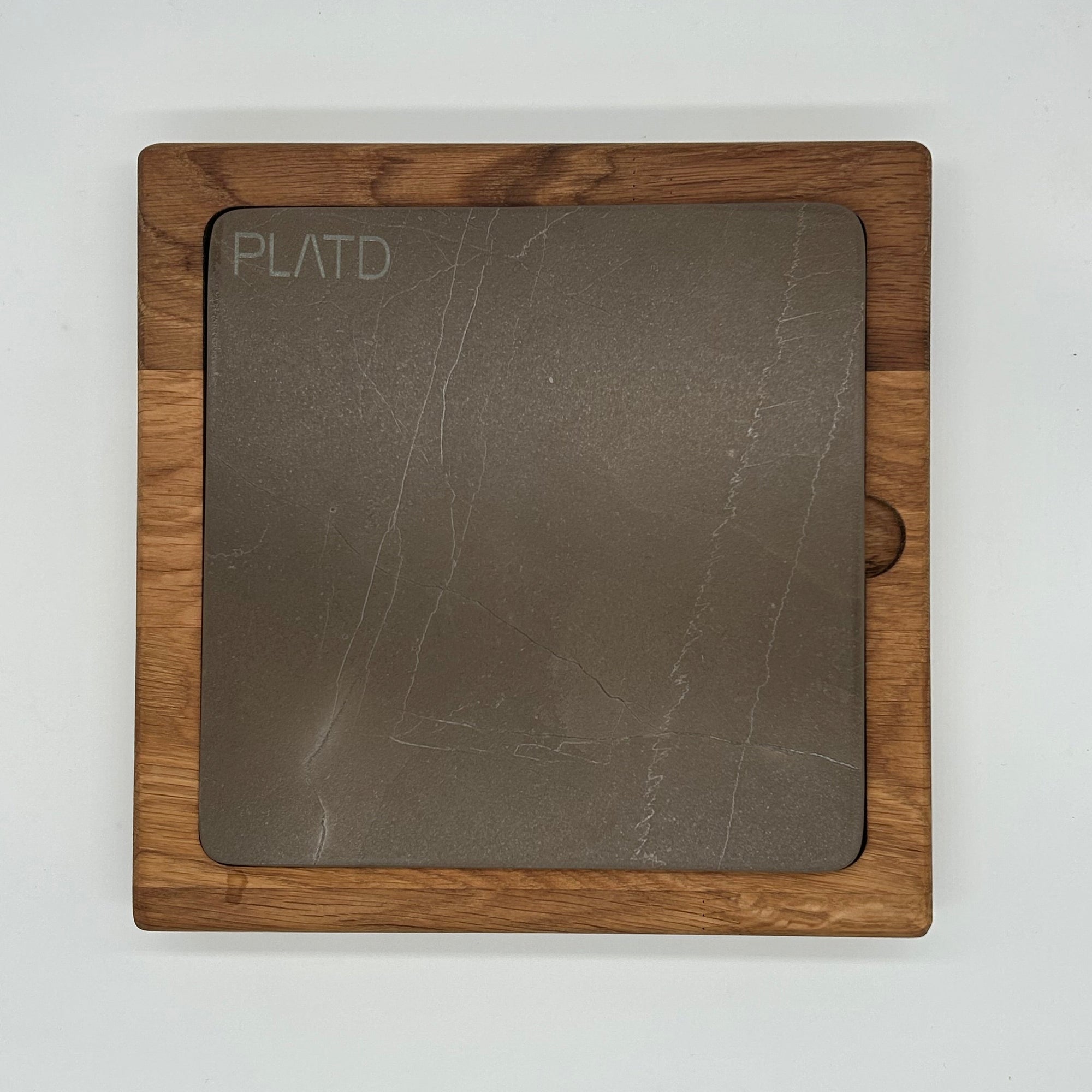 Dúo PLATD cuadrado- Tabla de Roble + piedra
