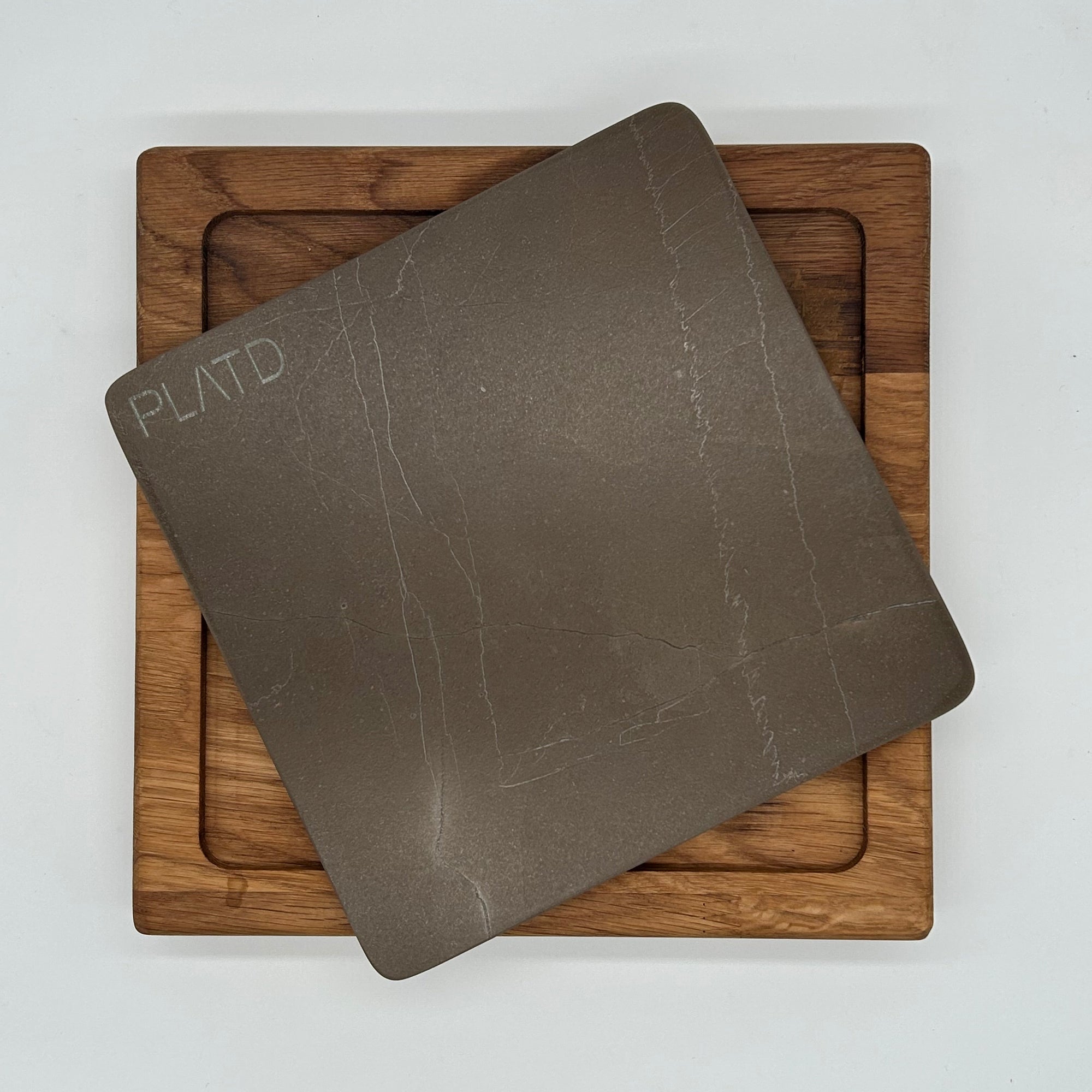 Dúo PLATD cuadrado- Tabla de Roble + piedra