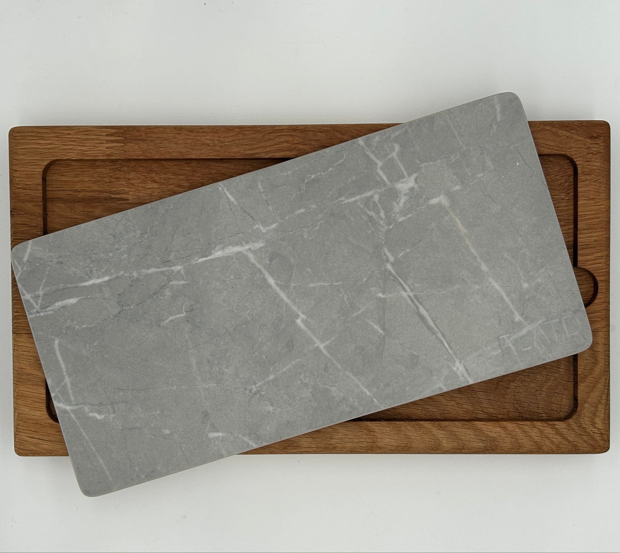 Dúo PLATD rectangular - Tabla de Roble + piedra