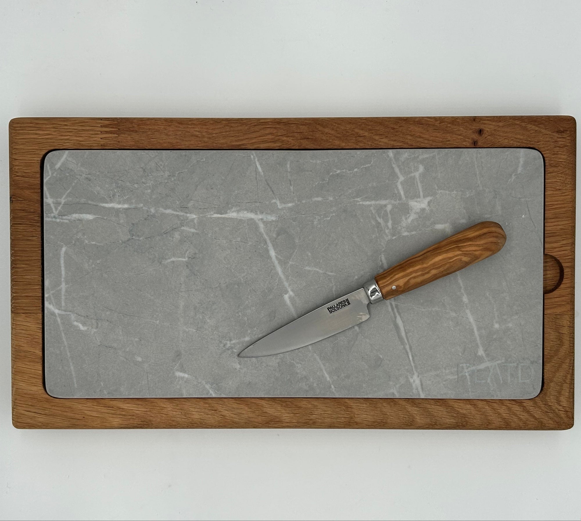 Dúo PLATD rectangular - Tabla de Roble + piedra