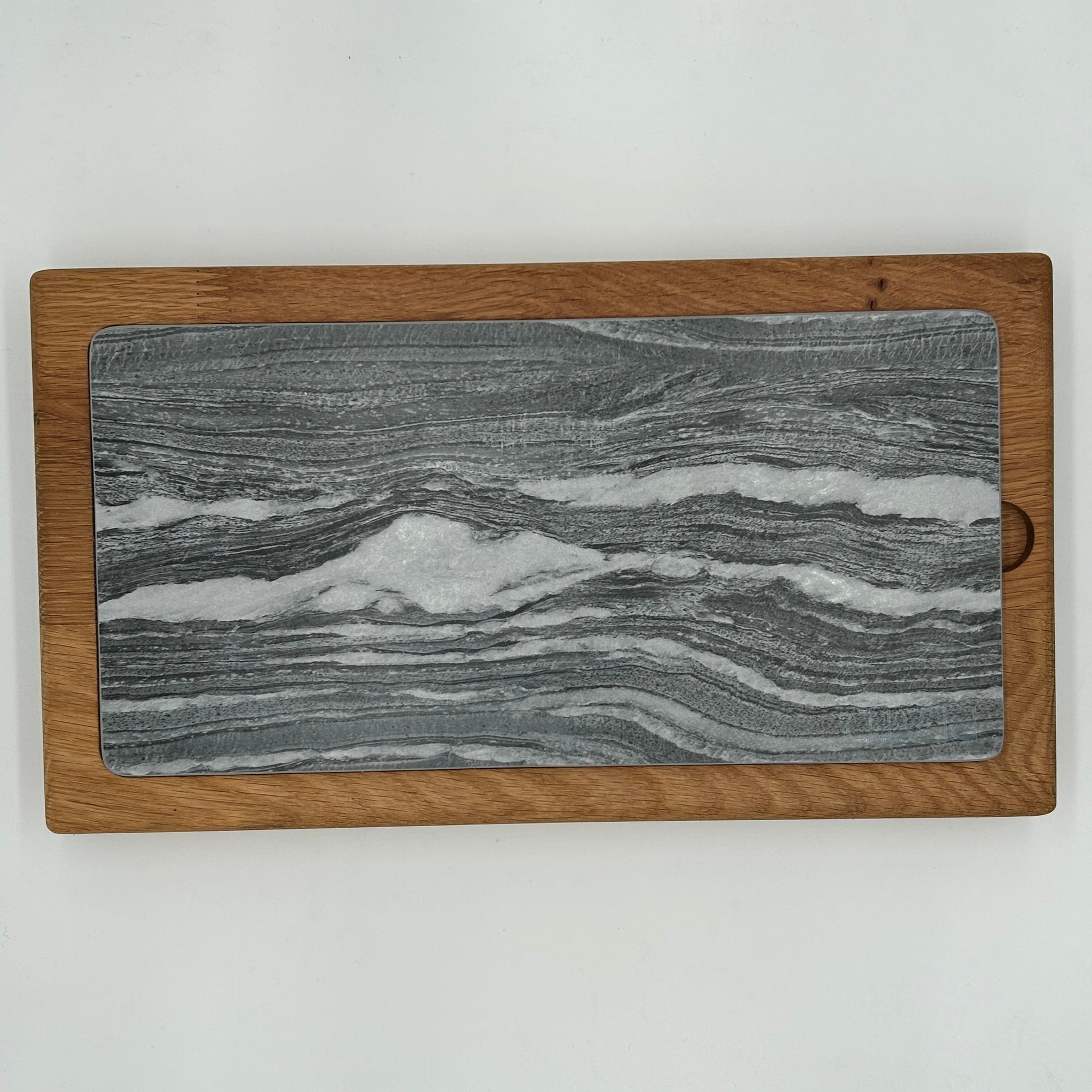 Dúo PLATD rectangular - Tabla de Roble + piedra