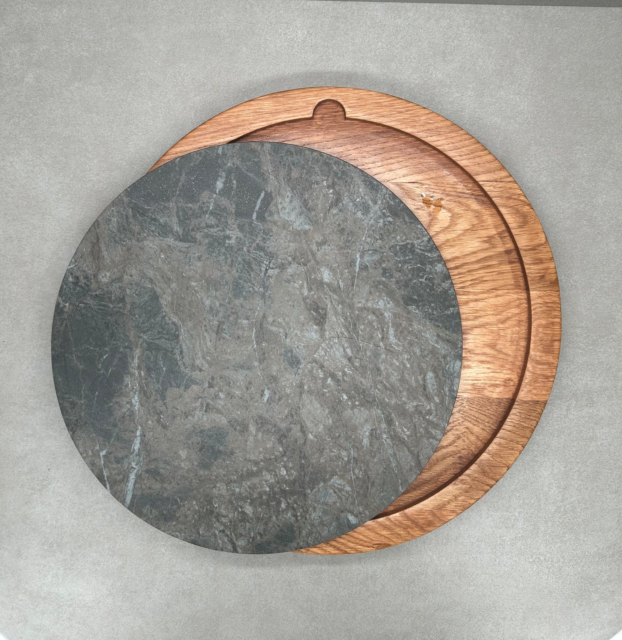 Dúo PLATD redondo maxi - Tabla de Roble + piedra