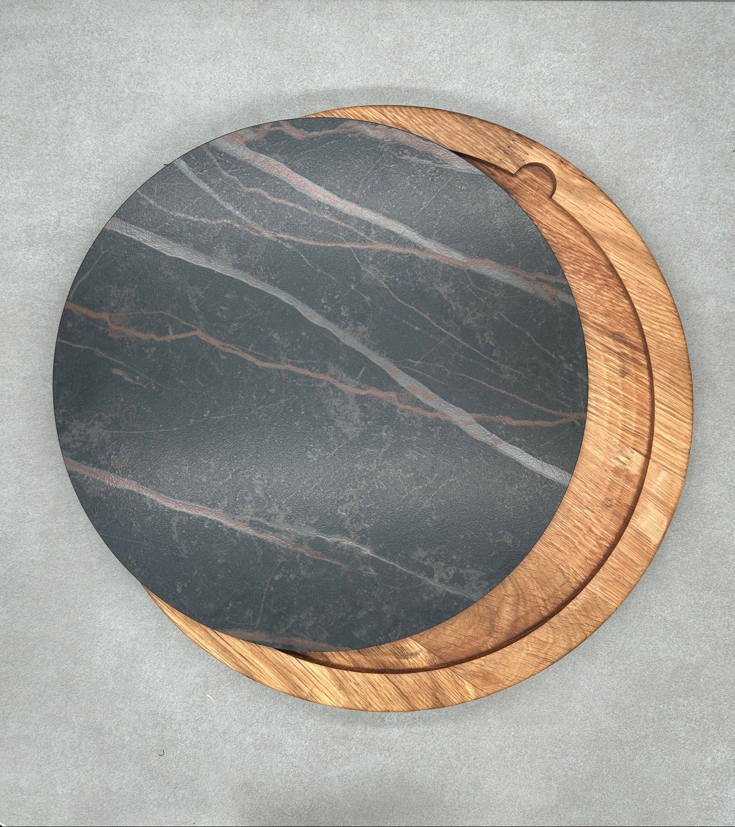 Dúo PLATD redondo maxi - Tabla de Roble + piedra