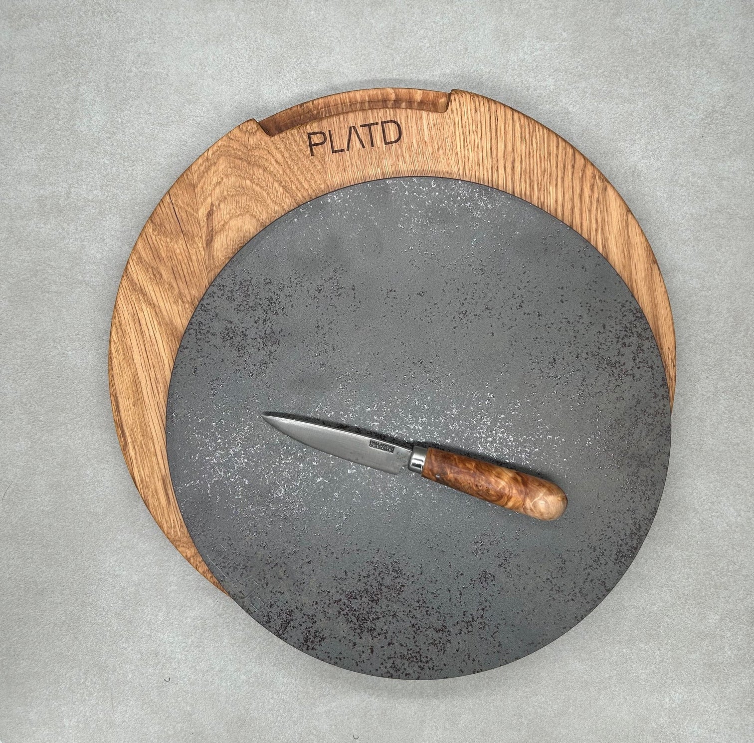 Dúo PLATD redondo maxi - Tabla de Roble + piedra