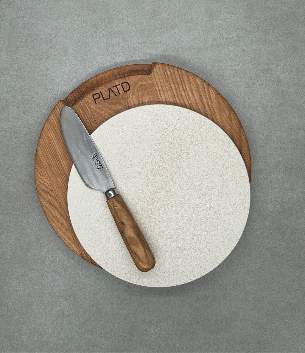 Dúo PLATD redondo mini - Tabla de Roble + piedra