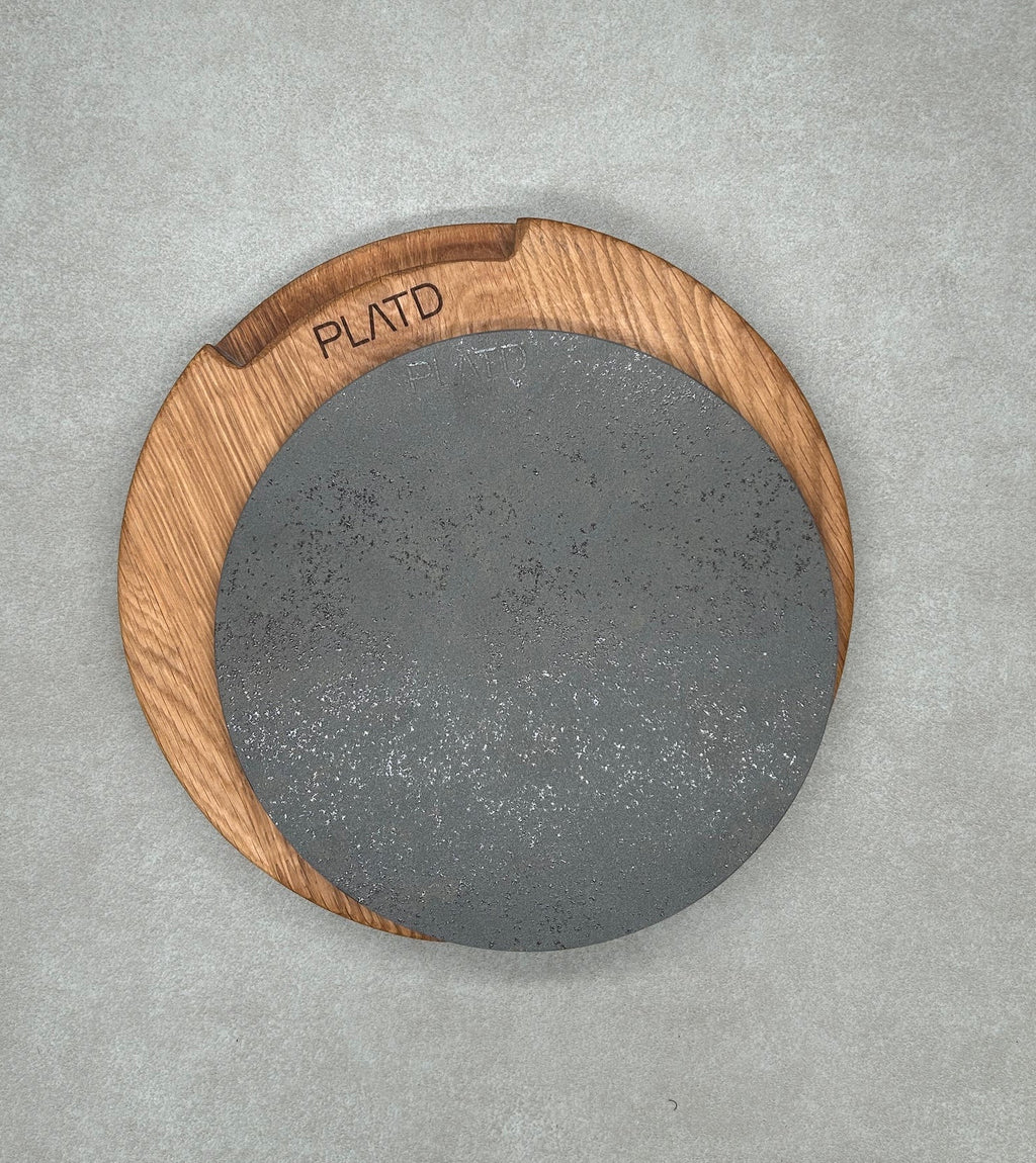 Dúo PLATD redondo mini - Tabla de Roble + piedra