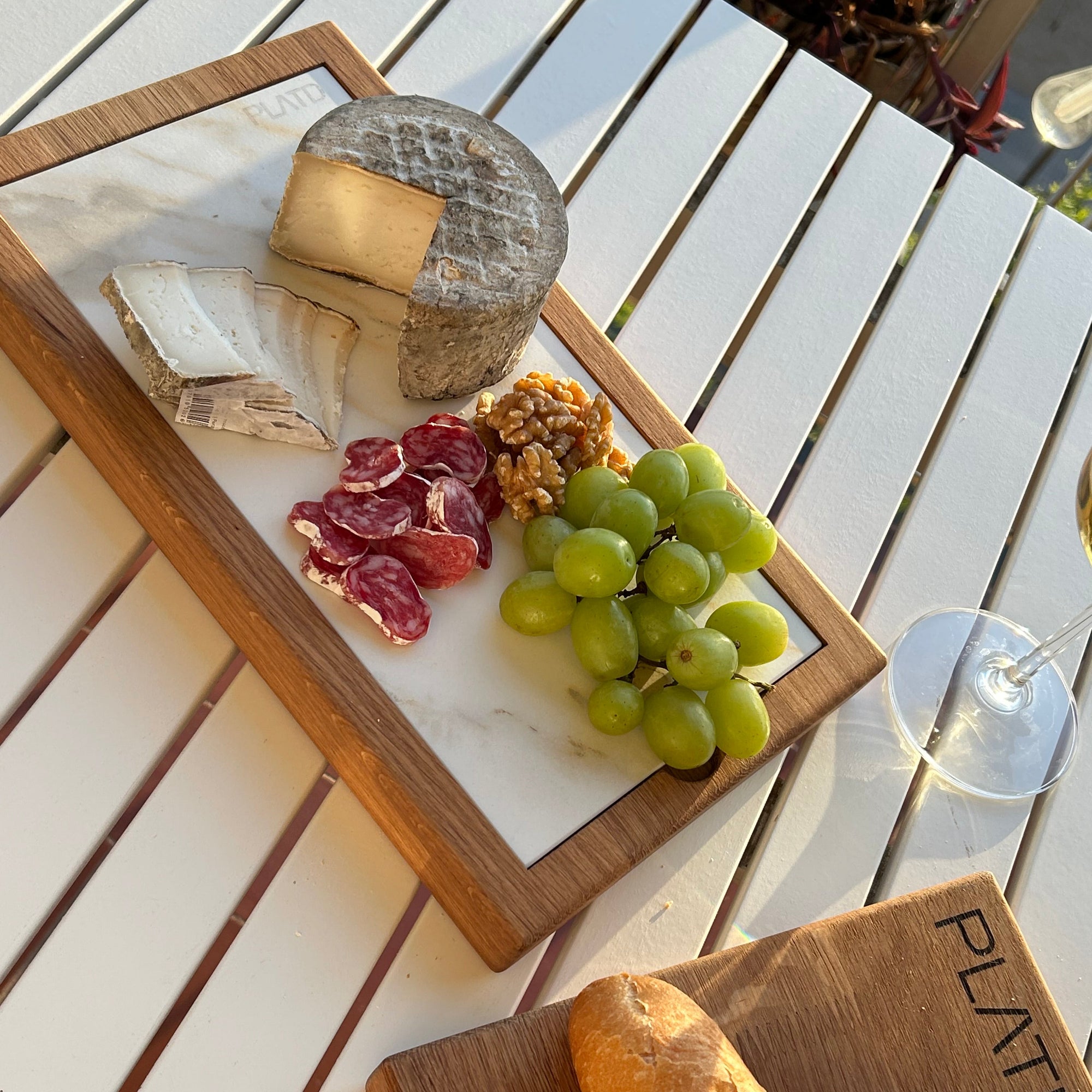 Dúo PLATD rectangular - Tabla de Roble + piedra