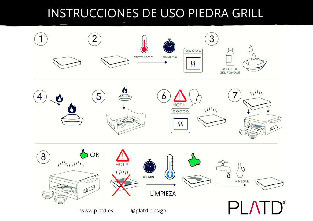 Piedra para asar carne con base de roble — Granito natural
